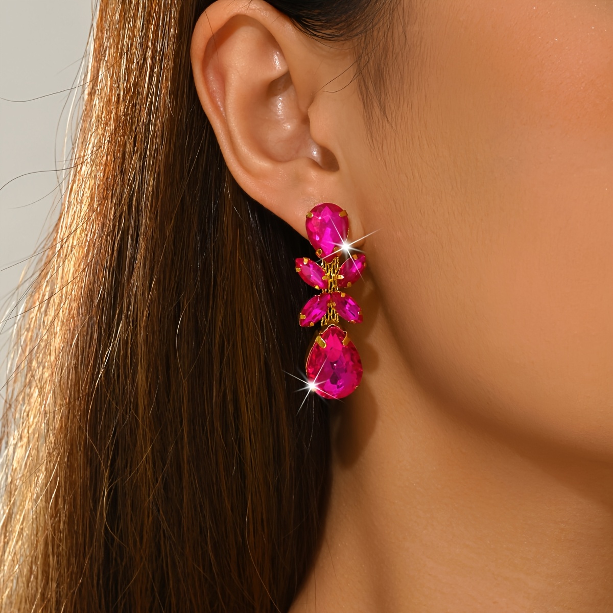 Women's Water Drop Patchwork Drop Earrings, Premium Design Jewelry